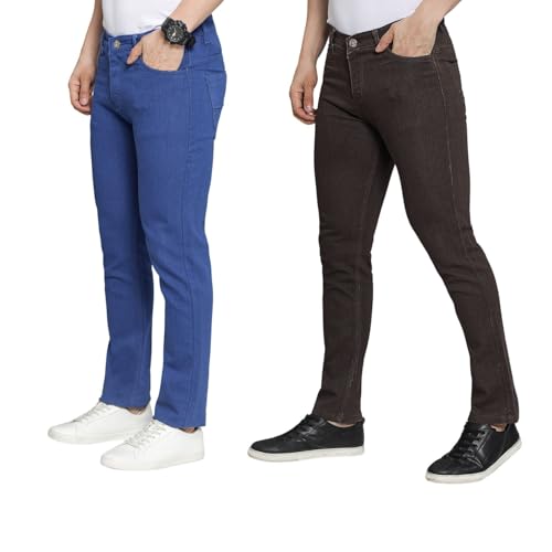 Image of DAIS Men's Stretchable Slim Fit Mid Rise Jeans, Pack of 2, (Combo of 2 Jeans)