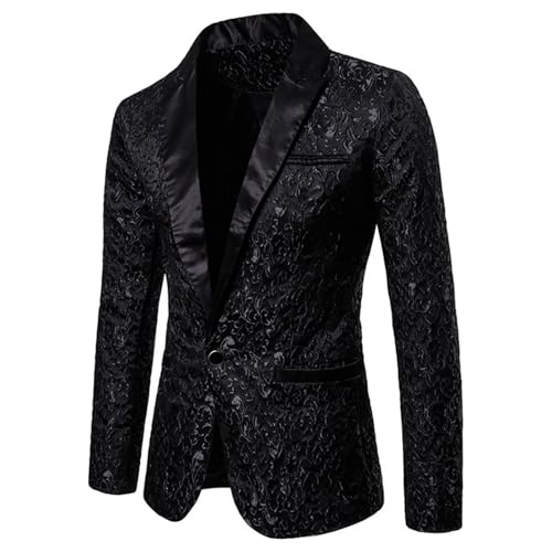 ZYXTIM Mens Shiny Sequin Blazer Jackets One Button Slim Fit Suit Jacket Shawl Lapel Tuxedo Party Dinner Prom Tuxedo Jacket
