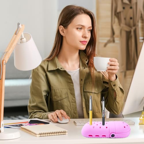 Image of elephtree Funny Shoes Shaped Silicone Pencil Holder for Teacher Appreciation Gifts Adult Pencil Storage Organizer Cute Desktop Pen case Creative Stationery Storage for Office Classroom Home (Pink)