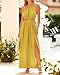 BTFBM Women Halter Summer Dresses 2025 Sleeveless Cutout Backless Sundress Slit Boho Casual Maxi Wedding Beach Dress(Yellow, Small)