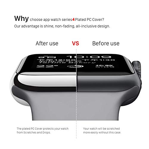 Leotop Compatible With Apple Watch Case 44Mm 40Mm, Super Thin Pc Plated Bumper Protector Shiny Cover Lightweight Slim Shell Shockproof Frame Accessories Compatible Iwatch Series 6 5 4 Se(Silver, 44Mm) #TOP3