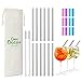 Teivio 12 Pack + Cleaning Brush, 5-inch Extra Short Reusable Stainless Steel Drink Straws for Cocktails, Small Glasses or Cups (Silver)