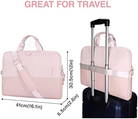 bagsmart Laptop Bag for Women, 15.6 Inch Laptop Case Slim Computer Bag Briefcase, Light Pink