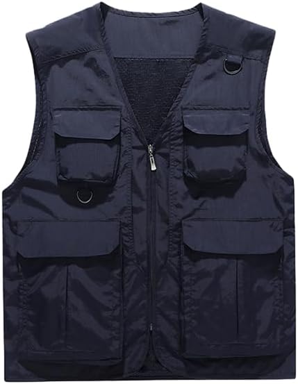 2-piece men's outdoor vest with hat, for fishing, hunting, hiking, climbing, traveling, photography, cycling