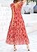 PRETTYGARDEN Women's Summer Tulle Midi Dress Sleeveless Smocked Ruffle Flowy Mesh Dresses Party Wedding Guest Sundress (Floral Orange Pink Red,Small)