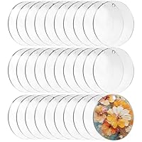 SIRLOMU 20 Stück Clear Acrylic Discs mit Loch für Fotorahmen, Dekorativer Anhänger, Gemälden, DIY-Handwerk (Rund 5cm, 2mm Dicke)