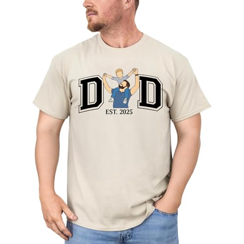 Herihues Personalized Photo Shirt for Dad, Custom Dad Shirt with Picture and Kids Name, Men Sweatshirt for Fathers, Father and Kid Portrait Shirts Gifts for Fathers Day, Christmas