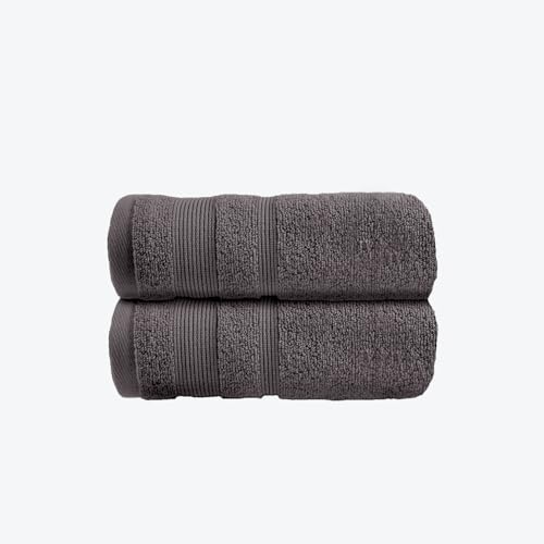 Allure Zero Twist Hand Towel Set for Bathroom, Pack of 2, 50 x 85cm, 100% Egyptian Cotton (Charcoal)