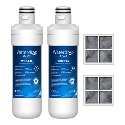 Waterdrop Plus LT1000PC ADQ747935 NSF 401 Refrigerator Water Filter and Air Filter, Replacement for LG® LT1000P®, LT-1000PC, LRFXC2406S, LMXS28596S, LFXC22526D and LT120F®, 2 Combo (Package