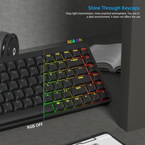 Womier Low Profile Keycaps for Mechanical Keyboard, Black Shine Through Keycaps, PBT Keyboard Key caps 60% 65% 75% 96% 100% for Cherry Gateron MX Switches, Black Backlight