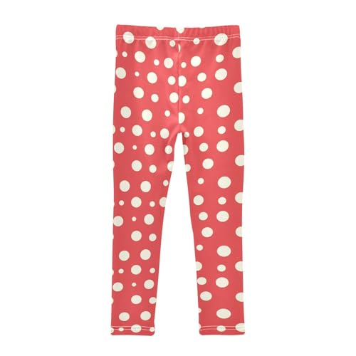 KLL Polka White Dots on Red Background Toddler Baby Girl Athletic Leggings Comfortable High Waisted Dance Pants Gym2
