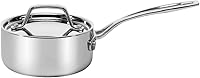 Cuisinart Custom Clad 5-Ply Stainless Steel 1 Qt Saucepan with Lid - Induction Ready, Even Heat
