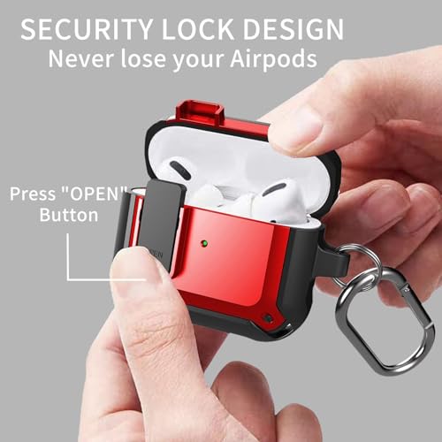 Image of Olytop for Airpods 3rd Gen Case with Lock 2021, Rugged Apple Airpods 3rd Generation Case Men Women, Armor Shockproof iPod 3rd Gen Case Protective Hard Shell with Carabiner&Cleaner kit, Black