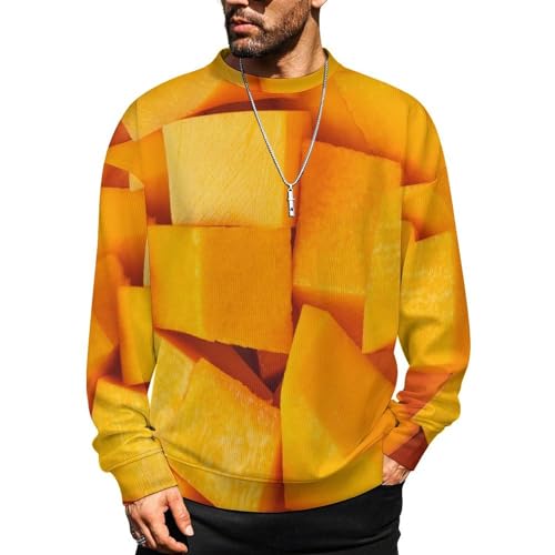 MoBlinko Sweaters for Men Autumn Themed Pumpkins Mens Crewneck Sweater Long Sleeve Lightweight Pullover