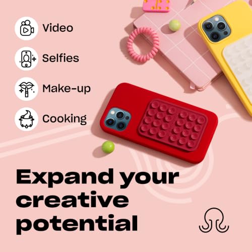 Image of OCTOBUDDY Classic - Silicone Suction Phone Case Adhesive Mount, RED