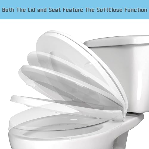 Image of SS114 Toilet Seat Replacement Compatible with TOTO, Elongated Soft Close | Toilet Seat for SS154 /SS204 /SS214 /SS224, Transitional Heavy Duty Oval Toilet Seats, 2-Pack Toilet Bolts and Nuts, White