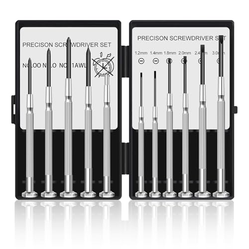 11 Pcs Small Precision Screwdriver Set, Tiny Screwdriver Set, Mini Screw Driver Kit with Slotted and Phillips Heads, Ideal for Watch, Eyeglasses, Toys, Electronics, Computer Repair