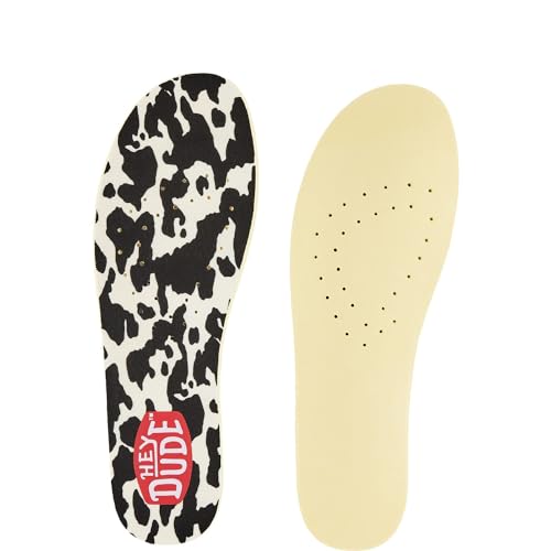Image of Hey Dude Women's Cow Print Insoles W Black Size 5 | Women's Shoes | Women Slip-on Insoles | Comfortable & Light-Weight
