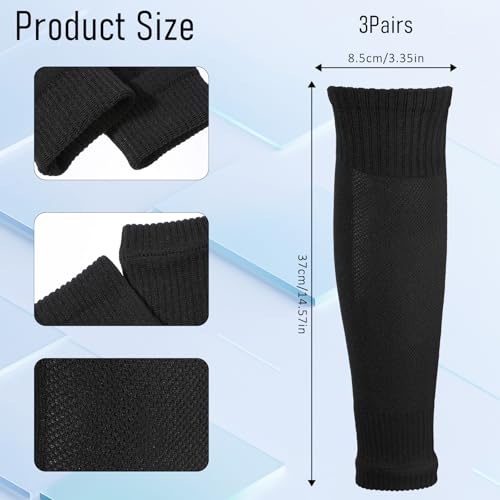 3 Pair Soccer Sleeve Socks, Black Pre-Cut Soccer Sock Sleeves, Elastic Football Leg Sleeves, Grip Football Socks for Men Sports2