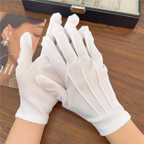 Guantes de algodón blanco de trabajo transpirables y reutilizables en pack 6