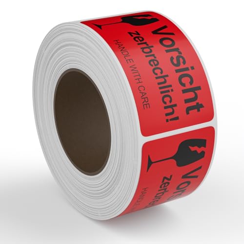 Alitamei Vorsicht zerbrechlich 500 Stück/rolle (100x50mm) Fragile Stickers Moving Warnhinweis Aufkleber für zerbrechliche Warensendungen