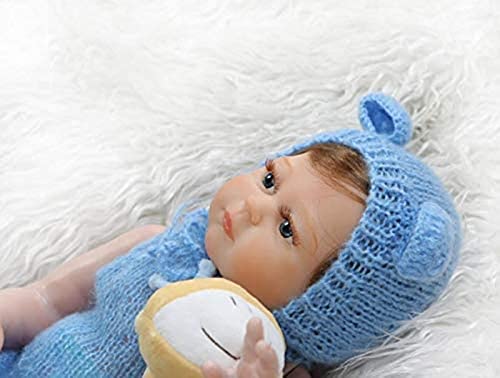 MWKL 20 Zoll Vollsilikon Reborn Babypuppe Lebensechte Neugeborene Puppe mit Strickkleidung Set Kinder begleiten Puppe… – Bild 8