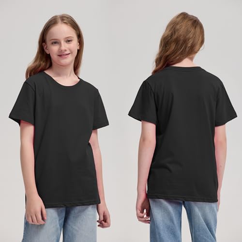 FEQO 6 Pack Girls Short Sleeve T Shirts Cotton Tees Summer Tops T-Shirt for Girl 5-14 Years4