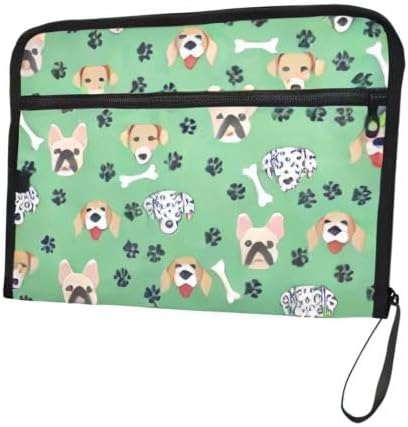 Miniatura 8 de ZZKKO Carpeta de archivos expansible con 13 bolsillos, diseño de perro de dibujos animados de Bulldog Dálmata con etiquetas adhesivas, carpeta de