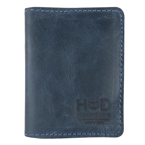 Portefeuille double rabat en cuir bleu ardoise pour 8 cartes avec porte-monnaie