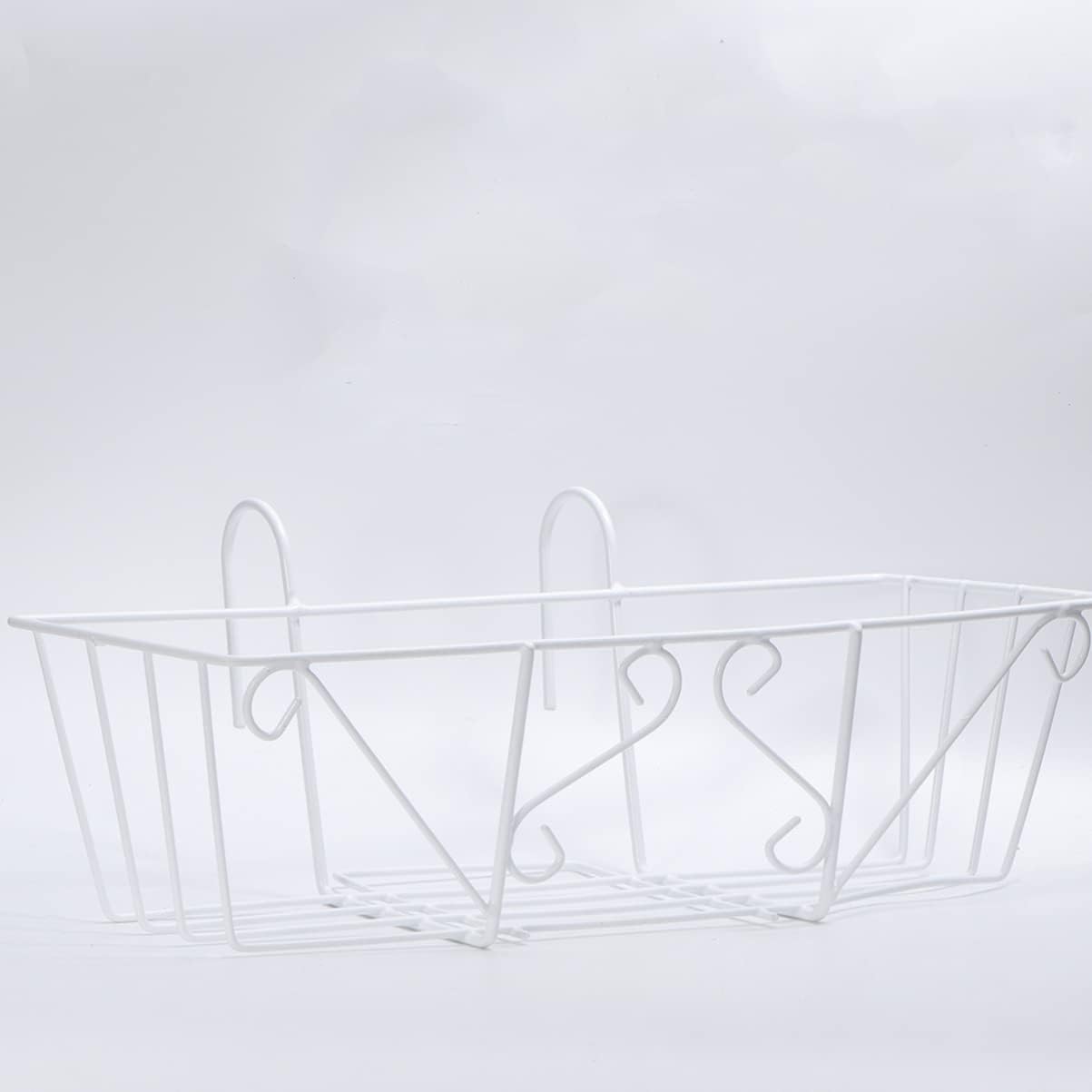 DOITOOL Balcony Decor Balcony Hanging Flower Stand Rack Iron Patio Railing Shelf Plant Pots Holder Windows Decorative Hanging Metal Plant Stand for Patio Porch Fence Window Plant Shelves