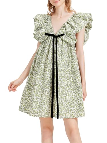 Image of Women's Summer Dress Floral V-Neck Sleeveless Casual Mini Dress Sundress
