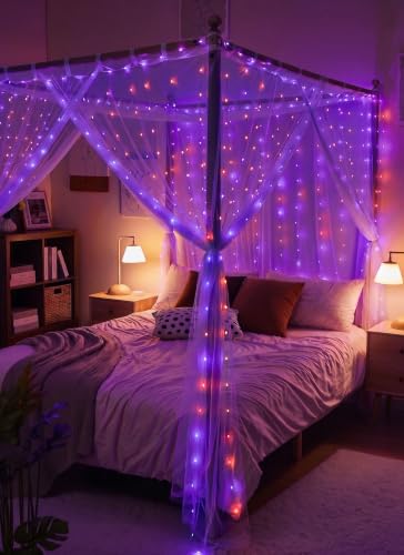 Image of Brightown 300 LED Fairy Curtain Lights, 9.8ft x 9.8ft Curtain String Lights