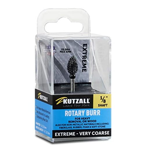 Kutzall Extreme Flame Rotary Burr, 1⁄8" Shaft, Very Coarse- Woodworking Attachment for Dremel, Foredom, DeWalt, Milwaukee. Abrasive Tungsten Carbide, 1⁄4" (6.3mm) Dia. X 1⁄2" (12.7mm) Length FLX-14-EC