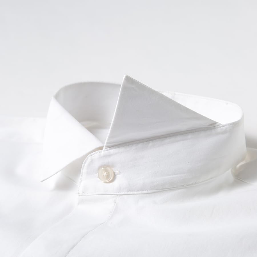 Men's Tuxedo Shirt Hidden Button Wing Collar French Cuffs Dress Shirt Solid4