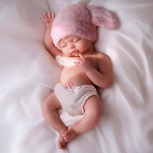 BABESIDE Silicone Baby Doll - 16 Inch (Weight 4.9 Lb) Reborn Baby Dolls Silicone Full Body Platinum Silicone Weighted Realistic Sleeping Newborn Lifelike Preemie Doll Gift Collectors & Kids Age 3+