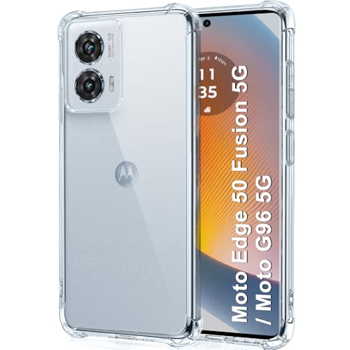 Image of TheGiftKart Crystal Clear Back Cover Case for Motorola Moto Edge 50 Fusion 5G / Moto G96 5G | Shockproof Soft TPU Case | Cushioned Edges for Ultimate Protection Back Cover Case (TPU, Transparent)