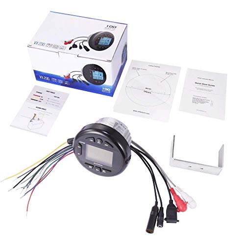 Herdio 4 Inches Mp3 USB AM FM Compatible Weather-Proof Marine & UTV Gauge Stereo Bluetooth Radio Receiver Built-in Amplifier-Black - Thumbnail 6