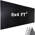FRAYSCENT Slat Wall Paneling Garage Wall Organizer, Slatwall Panels Garage Tool Organizer Wall Mount Garage Slat Wall Storage Systems, Slat Board PVC Wall Panels Garage Storage (Black, 8ftx4ft)