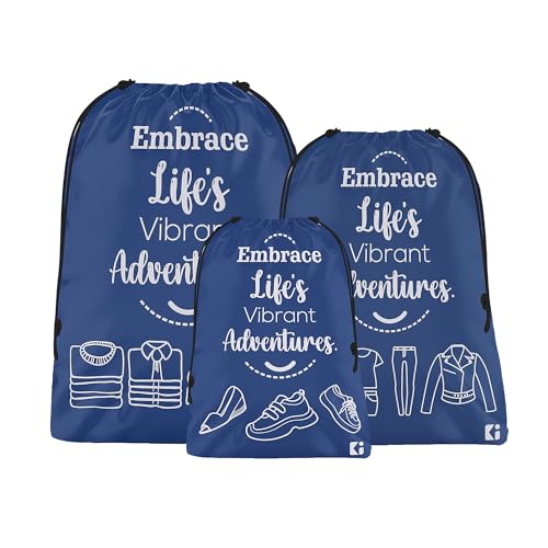 Image of Kuber Industries Pack of 3 Travel Organizer Combo Set | Storage Bags Set | Waterproof Organizer for Shoe-Garments-Laundry-Lingerie | Parachute Cloth Bag | Small-Medium-Large | Royal Blue
