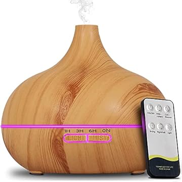 Difusor de Óleo Essencial, 7 Cores e 4 Temporizadores, Aromaterapia