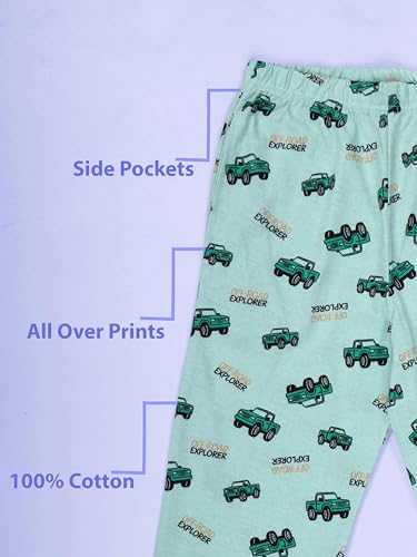 Image of KiddoPanti Boys Printed Pyjama | 100% Cotton Single Jersey Fabric | All Over Printed Design | Relax Fit & Ankle Length | Pyjama Pant
