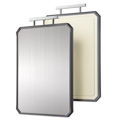 2 in 1 Stainless Steel Cutting Board with Handle Chopping