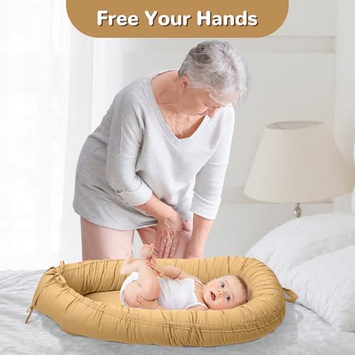 Image of EAQ Baby Lounger, Infant Lounger for Newborn,Portable Baby Nest Cover Breathable & Soft, Newborn Essentials