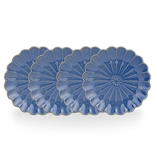 Mdzf Sweet Home 10-Inch Ceramic Dinner Plates Set Pizza Pasta Serving Plates Glaze Dessert Dishes Unique Tableware Set Of 4, Blue #TOP11