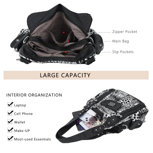 Image of Angel Kiss Purses for Women, Large Shoulder Bag Hobo Tote Purse Mutipocket Faux Leather Satchel Hobo Purse