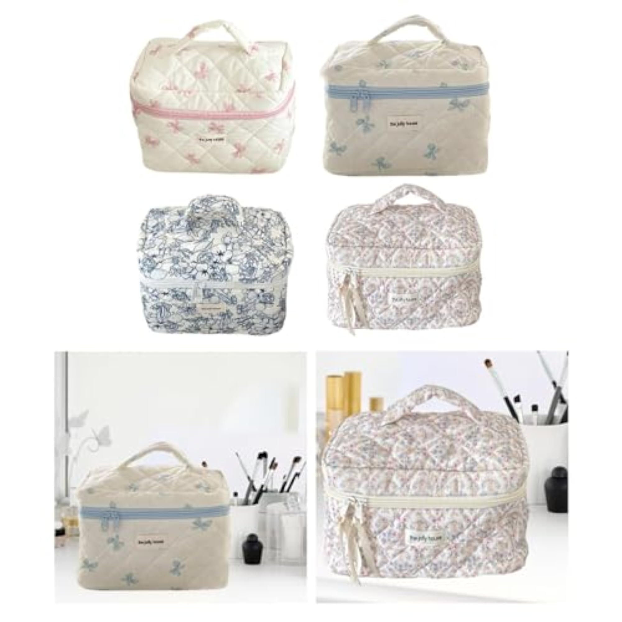 Trendy Floral Makeup Bag Cosmetic Case for Ladies, Pink