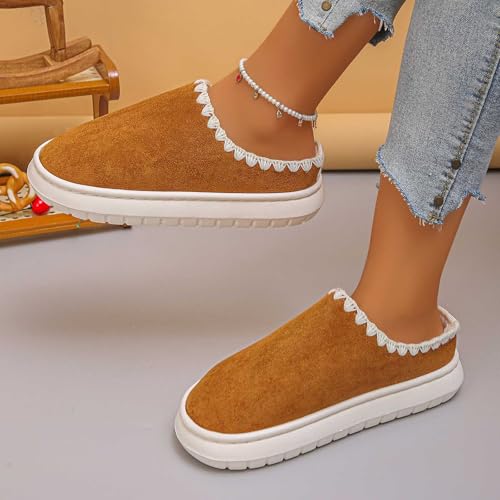 Cozy Fleece Lined Slip On Slippers For Women Winter Warm Indoor Outdoor Soft Comfortable Shoes4