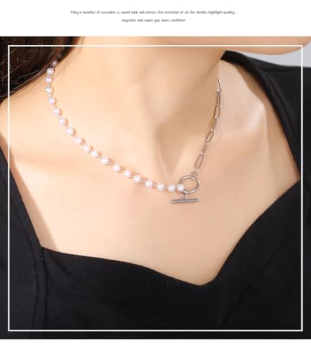 Collier initial en perles de bohème et maille paperclip haute finition