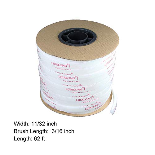 TORRAMI Adhesive Brush Seal Weather Stripping 11/32 inch x 3/16 inch x 62 ft, Dustproof Soundproof Windproof for Windows Bottom and Frame,Sliding Doors Frame,Wardrobe, White - Thumbnail 2