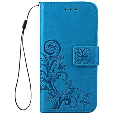 Canacsa Four Leaves Clover Leather Case for Apple iPhone SE 2020 iPhone 8 and iPhone 7 (Blue) Cover